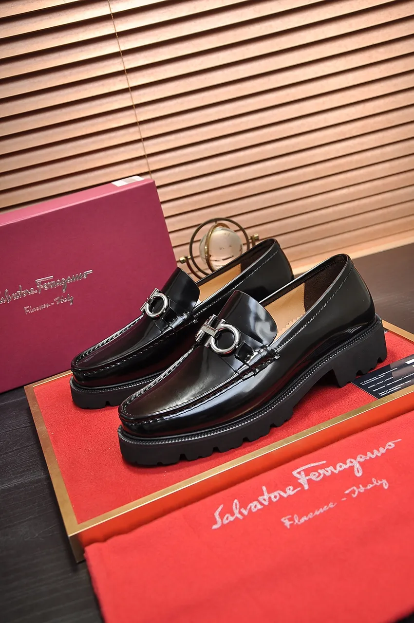 Men's men's shoes 💰540💶[Ferragamo/Ferragamo] (high-end Niuli) New 🍀 Ferragamo* - top version Ferragamo's classic formal leather shoes! Made of imported original cowhide, the inner top layer is comfortable cowhide lining! Original wear-resistant rubber outsole! High quality products! Code number 38-45 (45 customized)